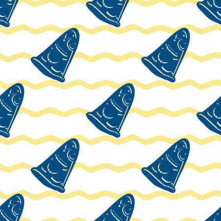 Seamless pattern set of italian pizza on wavy backgroundのイラスト素材