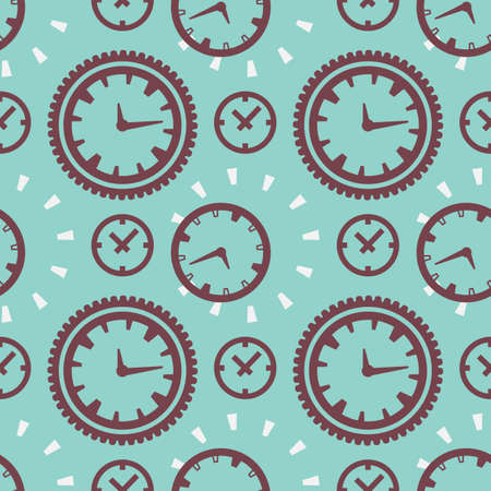 Time vector seamless background. Endless pattern with clocks.のイラスト素材
