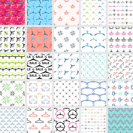 Simple hanger retro pattern collection. Vector seamless color rack background setのイラスト素材