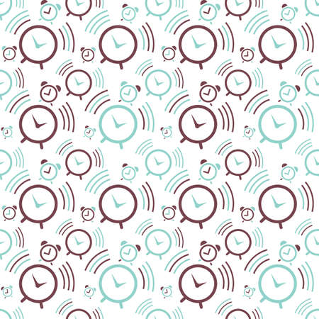 Time vector seamless background. Endless pattern with alarm clocksのイラスト素材
