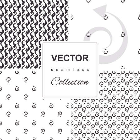Collection of decorative ornaments hand-drawn arrows patterns. Vector seamless backgroundのイラスト素材