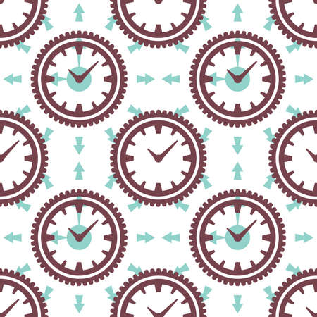 Time vector seamless background. Endless pattern with clocks.のイラスト素材