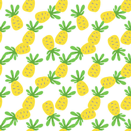 Seamless Pattern with Pineapples and Stars. Cute Background with Fruit for Print.のイラスト素材