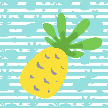 Pattern with Pineapples and Stars. Cute Background with Fruit for Print.のイラスト素材