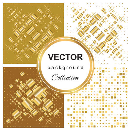 Gold abstract pattern collection.  mosaic background setのイラスト素材