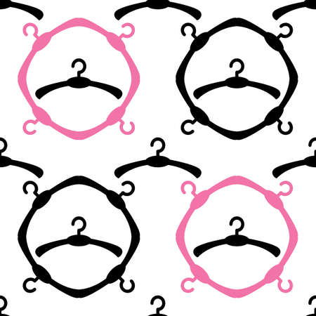 Simple hanger retro pattern.  seamless black and pink rack backgroundのイラスト素材