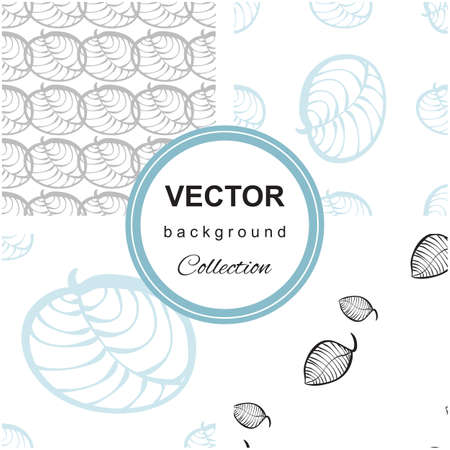 Neutral seamless organic pattern of hand-drawn stylized leaves. Decorative template repeat texture for web, wrapping,のイラスト素材