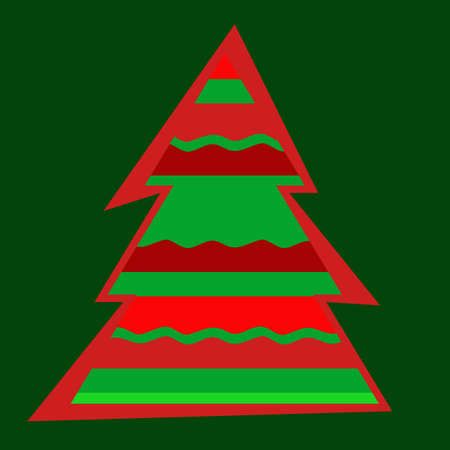 Modern Hand Drawn Christmas Tree Icon With Abstract Decorationのイラスト素材