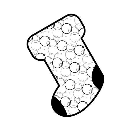 Christmas Sock With Hand Drawn Abstract Pattern. Vector Illustration Minimal Flat Designのイラスト素材