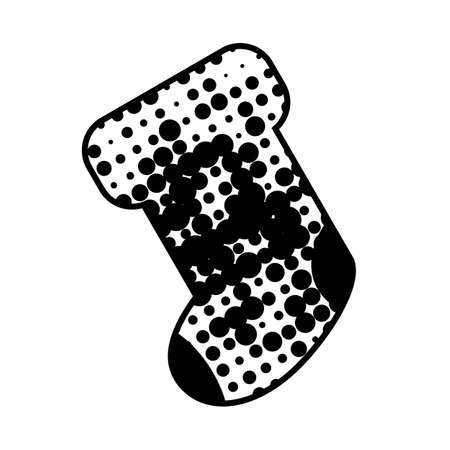 Christmas Sock With Hand Drawn Abstract Pattern. Vector Illustration Minimal Flat Designのイラスト素材