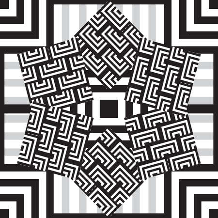 Ethnic black and white seamless pattern. Circular ornamental tribal backgroundのイラスト素材