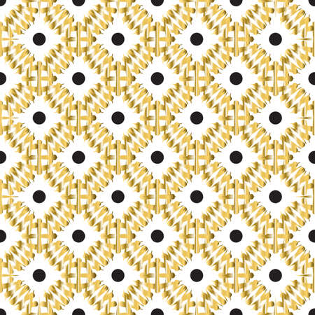Oriental black and gold seamless pattern. Circular ornamental tribal backgroundのイラスト素材