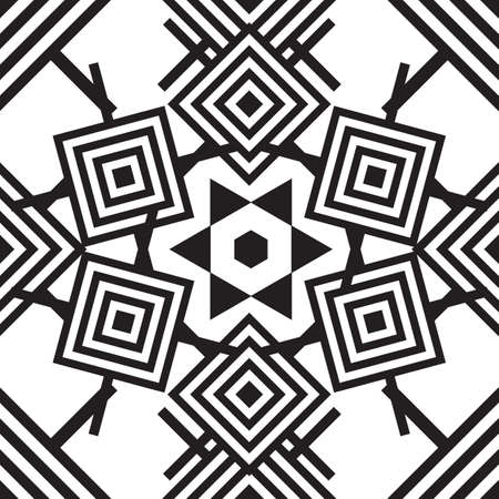 Ethnic black and white seamless pattern. Circular ornamental tribal backgroundのイラスト素材