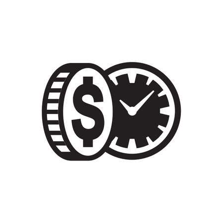 Time is money business metaphor icon. Clock and dollar symbol isolated on white background.のイラスト素材