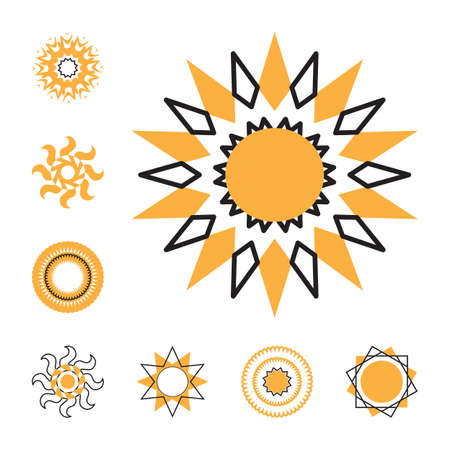 Set of sun vector icon. Star pictograph collection isolated on white.のイラスト素材