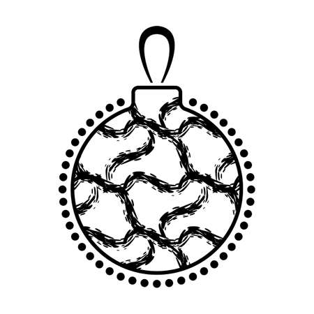 Christmas Ball Black And White Icon With Abstract Pattern Isolated On White Backgroundのイラスト素材