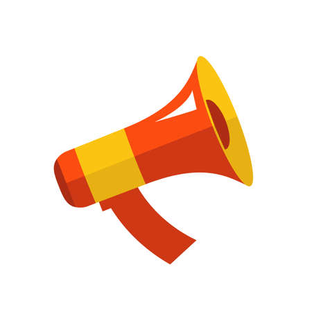 Flat vector icon of megaphone for social media marketing concept. Loudspeaker symbol isolated on whiteのイラスト素材