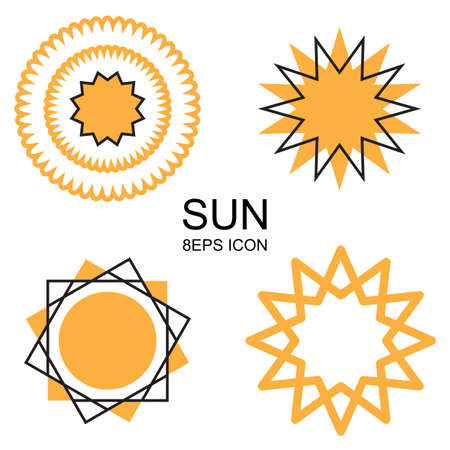Set of sun vector icon. Star pictograph collection isolated on white.のイラスト素材