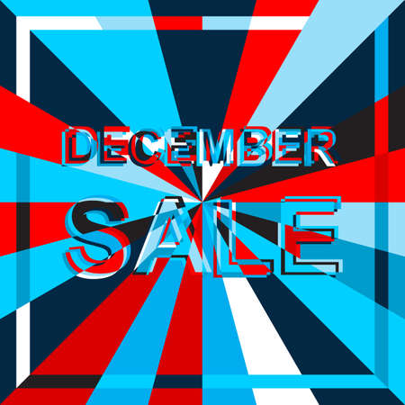 Big ice sale poster with DECEMBE SALE text. Advertising blue and red banner templateのイラスト素材
