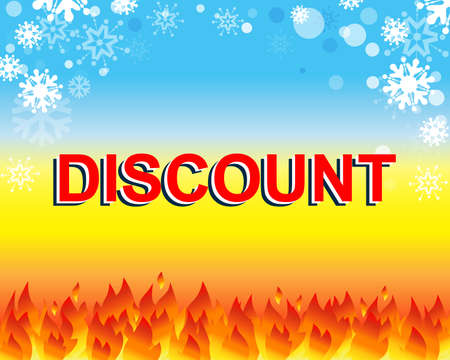 Big winter sale poster with DISCOUNT text. Advertising blue and red banner templateのイラスト素材