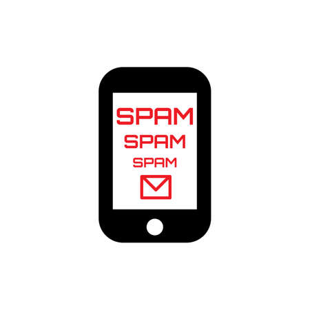 Spam Concept with Mail and Smartphone Icon Isolated on White. Telephone Spamming Symbolのイラスト素材