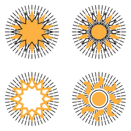 Set of sun icon. Star pictograph collection isolated on white.のイラスト素材