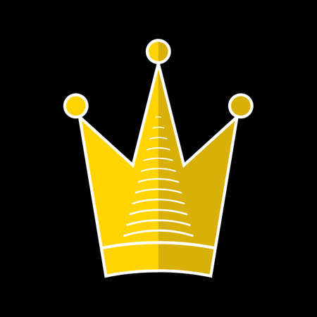 Gold Crown Icon In Flat Style Isolated On Black Backgroundのイラスト素材