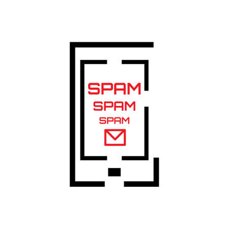 Spam Concept with Mail and Smartphone Icon Isolated on White. Telephone Spamming Symbolのイラスト素材