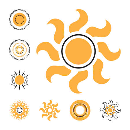 Set of sun icon. Star pictograph collection isolated on white.のイラスト素材