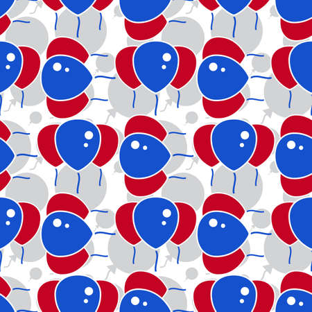 Seamless Pattern with Red and Blue Balloons on White Backgroundのイラスト素材