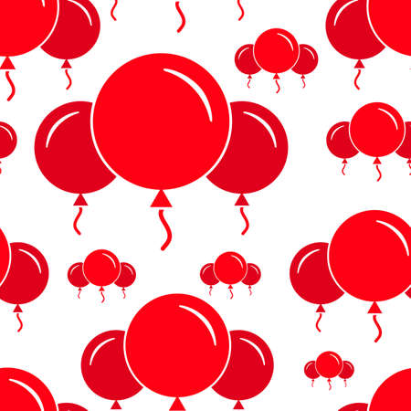 Seamless Pattern with Red Balloons on White Backgroundのイラスト素材
