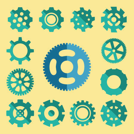 Simple Gear Or Cog Wheel Vector Icon. Machine, Technology, Equipment, Engine, Mechanism Sign. Idea, Settings, Development Progress Symbol Isolatedのイラスト素材