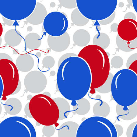 Seamless Pattern with Red and Blue Balloons on White Backgroundのイラスト素材