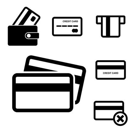 Credit Card Vector Icon Set Isolated on White Backgroundのイラスト素材