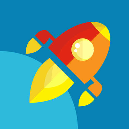 Rocket Or Spaceship Flat Icon Isolated. Startup Vector Symbolのイラスト素材
