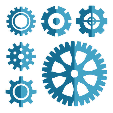 Simple Gear Or Cog Wheel Vector Icon. Machine, Technology, Equipment, Engine, Mechanism Sign. Idea, Settings, Development Progress Symbol Isolatedのイラスト素材