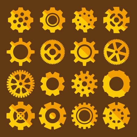 Simple Gear Or Cog Wheel Vector Icon. Machine, Technology, Equipment, Engine, Mechanism Sign. Idea, Settings, Development Progress Symbol Isolatedのイラスト素材