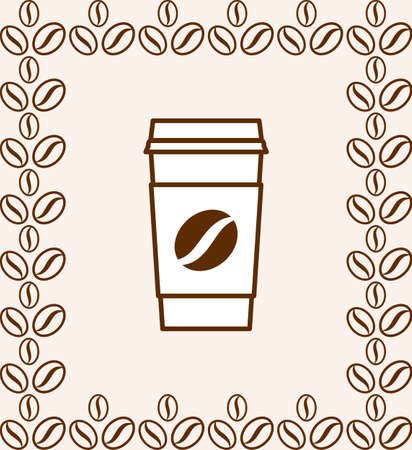 Coffee Cup Icon Isolated on Beige Backgroundのイラスト素材