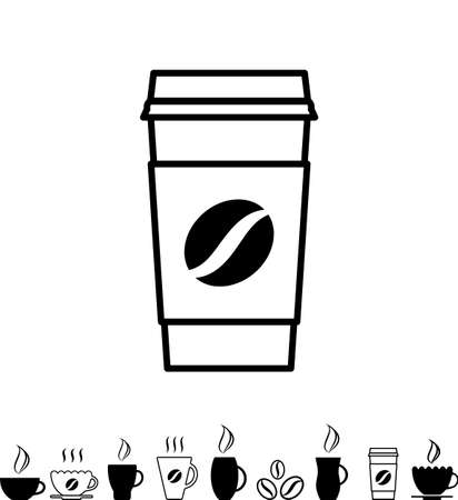 Black Coffee Cup Icon Isolated on White Backgroundのイラスト素材