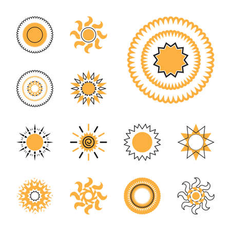 Set of sun vector icon. Star pictograph collection isolated on white.