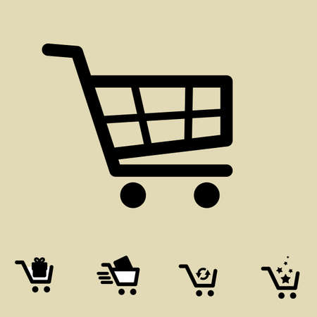 Shopping Cart Icon Set Isolated on light Coloured Backgroundのイラスト素材
