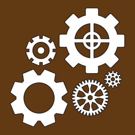 Simple Gear Or Cog Wheel Vector Icon. Machine, Technology, Equipment, Engine, Mechanism Sign. Idea, Settings, Development Progress Symbol Isolatedのイラスト素材
