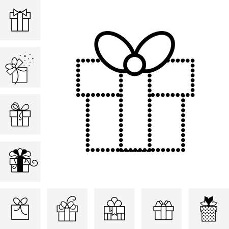 Set of Gift Boxes with a Bow or Present Vector Icon Isolated.のイラスト素材