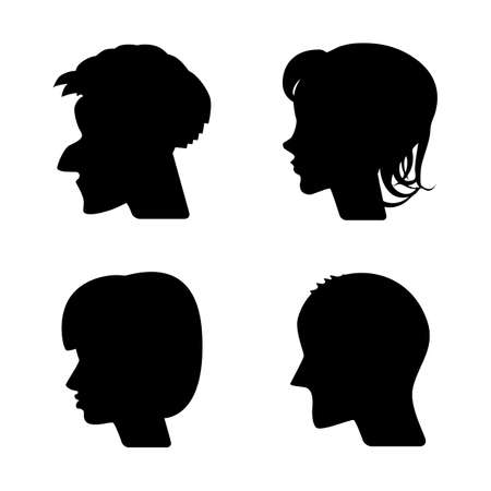 Woman and Man Vector Profiles or Cameo Silhouettesのイラスト素材