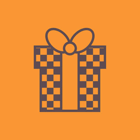 Orange Gift Box with a Bow or Present Vector Icon Isolated. Congratulation and Shopping Symbolのイラスト素材