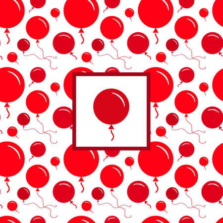 Seamless Pattern with Red Balloons on White Backgroundのイラスト素材
