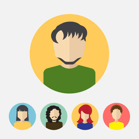 Set of Male And Female Faces Avatars or People Icon Collection.のイラスト素材