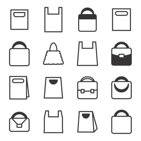 Set of Shopping Bag Icons Isolated on White Backgroundのイラスト素材
