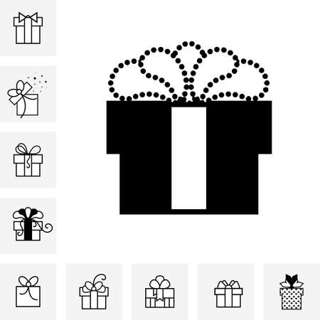 Set of Gift Boxes with a Bow or Present Vector Icon Isolated. Congratulation and Shopping Symbols Collectionのイラスト素材