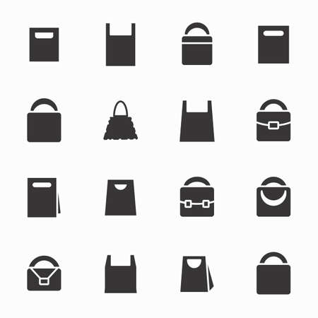 Set of Shopping Bag Icons Isolated on White Backgroundのイラスト素材